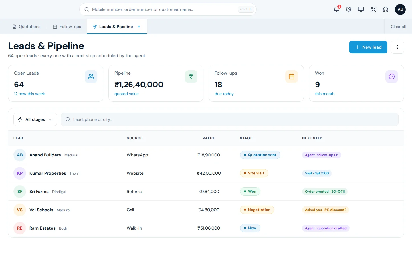 Custom CRM Development — example interface